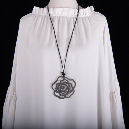 Large Stainless Steel Rose Necklace