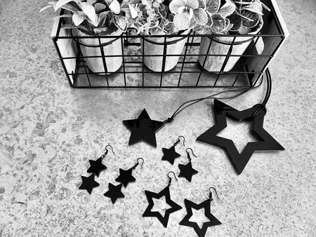 Large Black Open Star Necklace