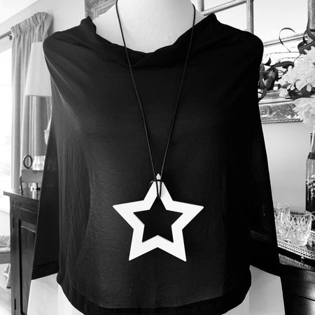 Large White Open Star Necklace