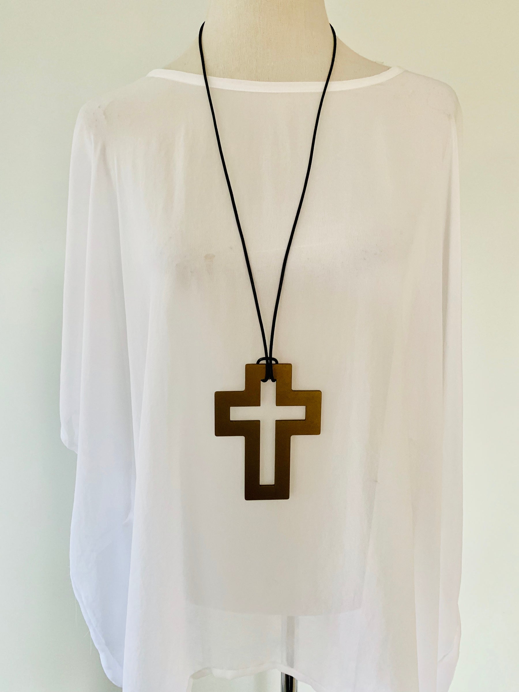 Large Bronze Cross Necklace