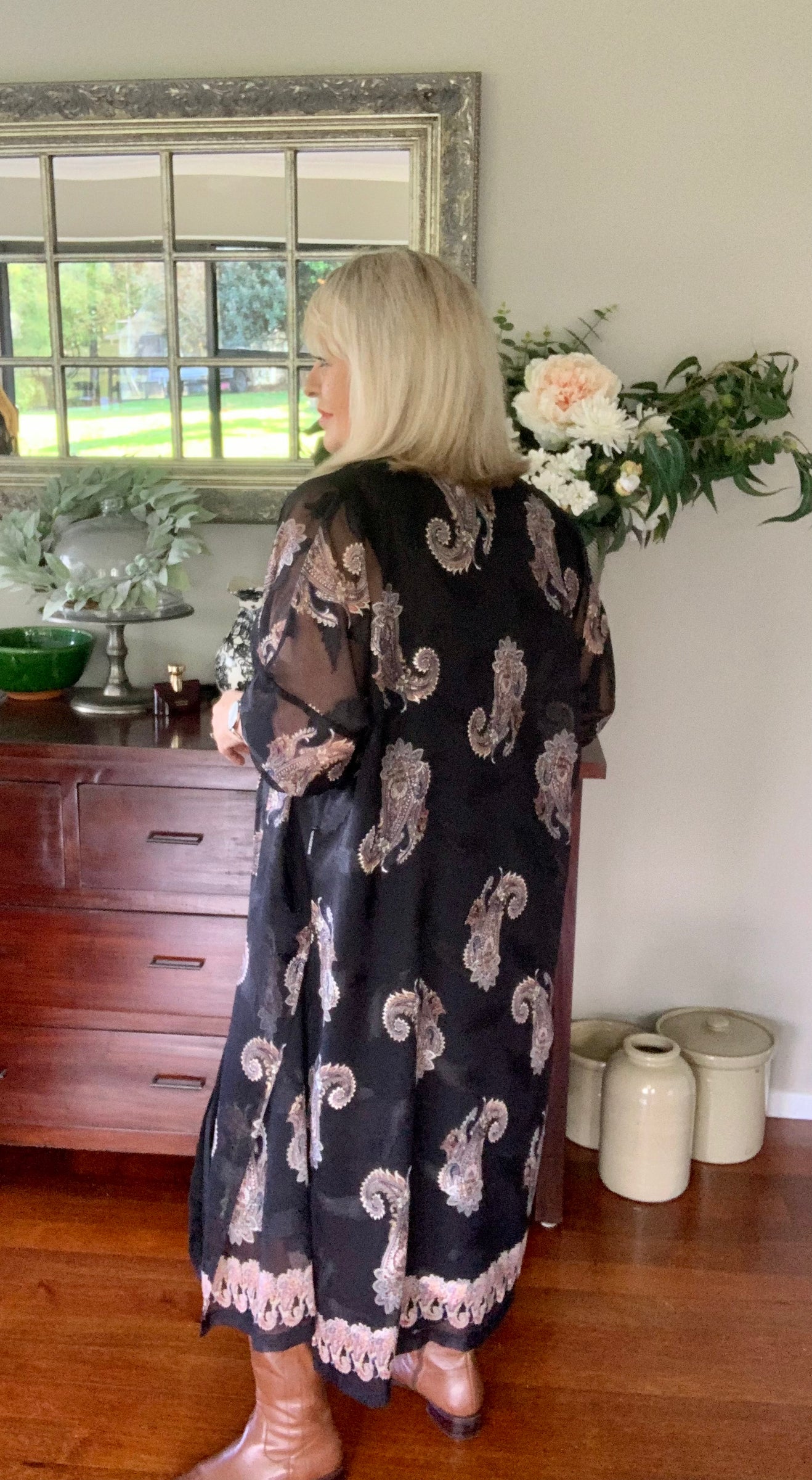 Bordered Sheer Kimono