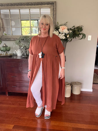 Hazel, Linen Split Dress 4 Colour Options, 2 Sizes