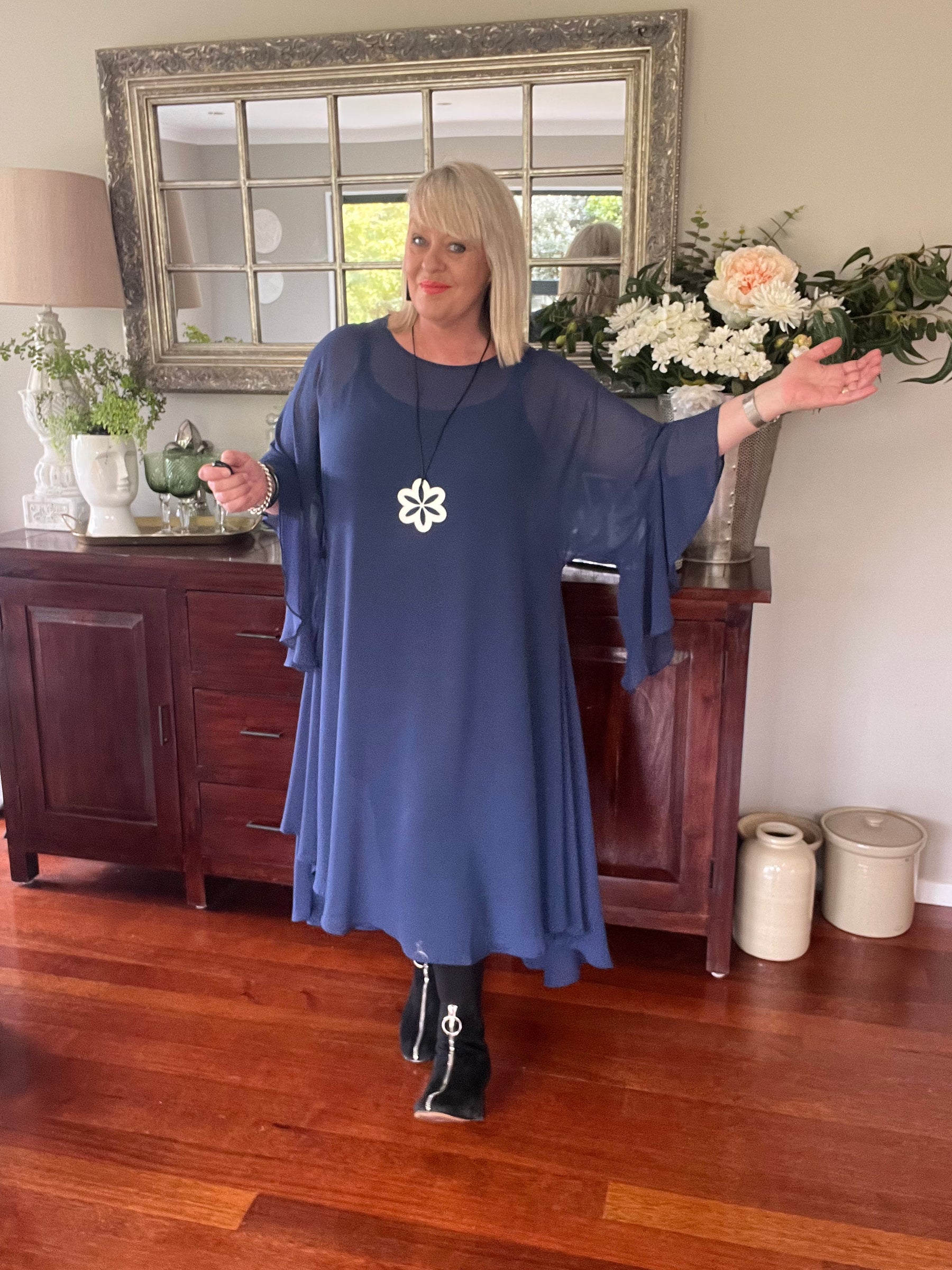 Stevie Chiffon Dress 11 colour Options, 3 Sizes