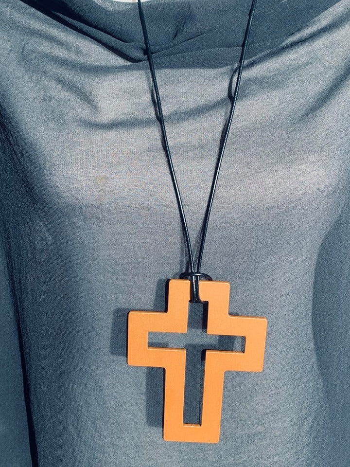 Large Rose Gold Cross Necklace