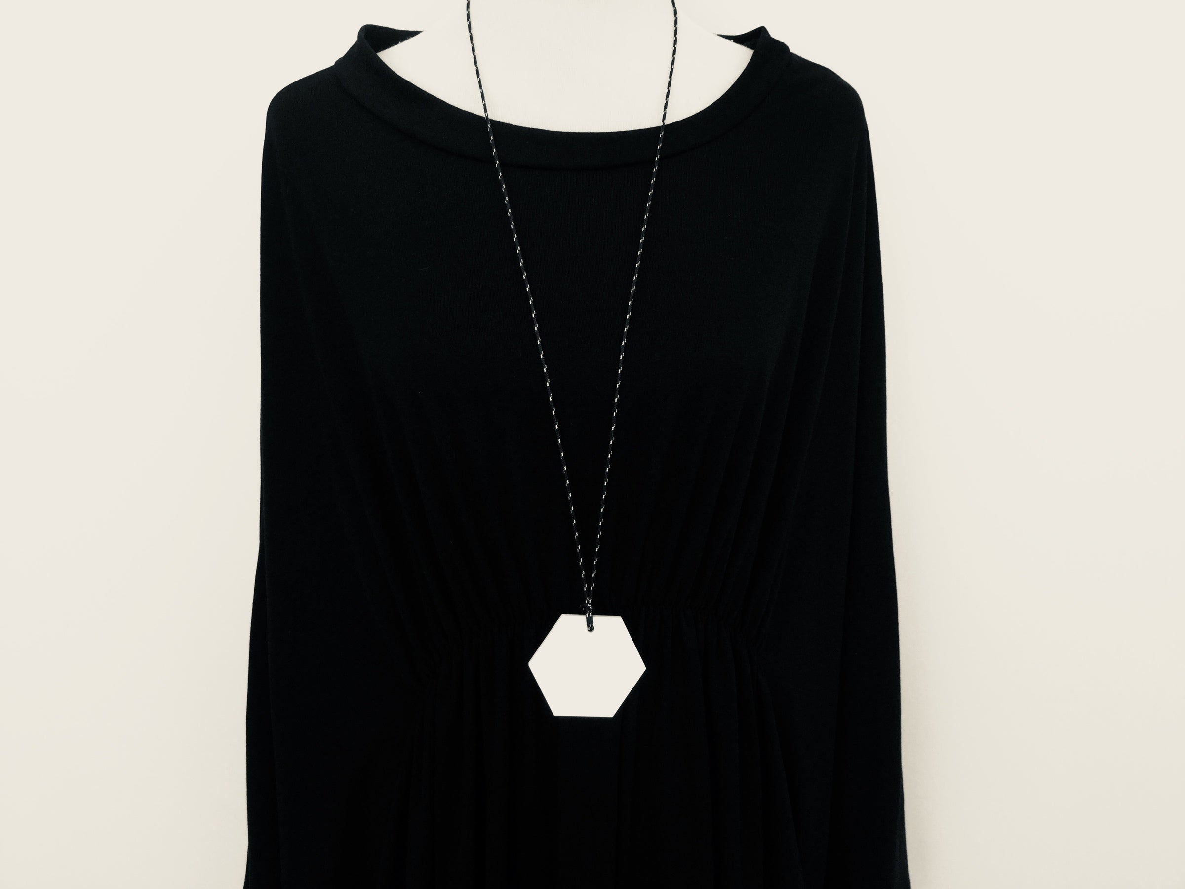 Black & White Perspex Hexagon Necklace