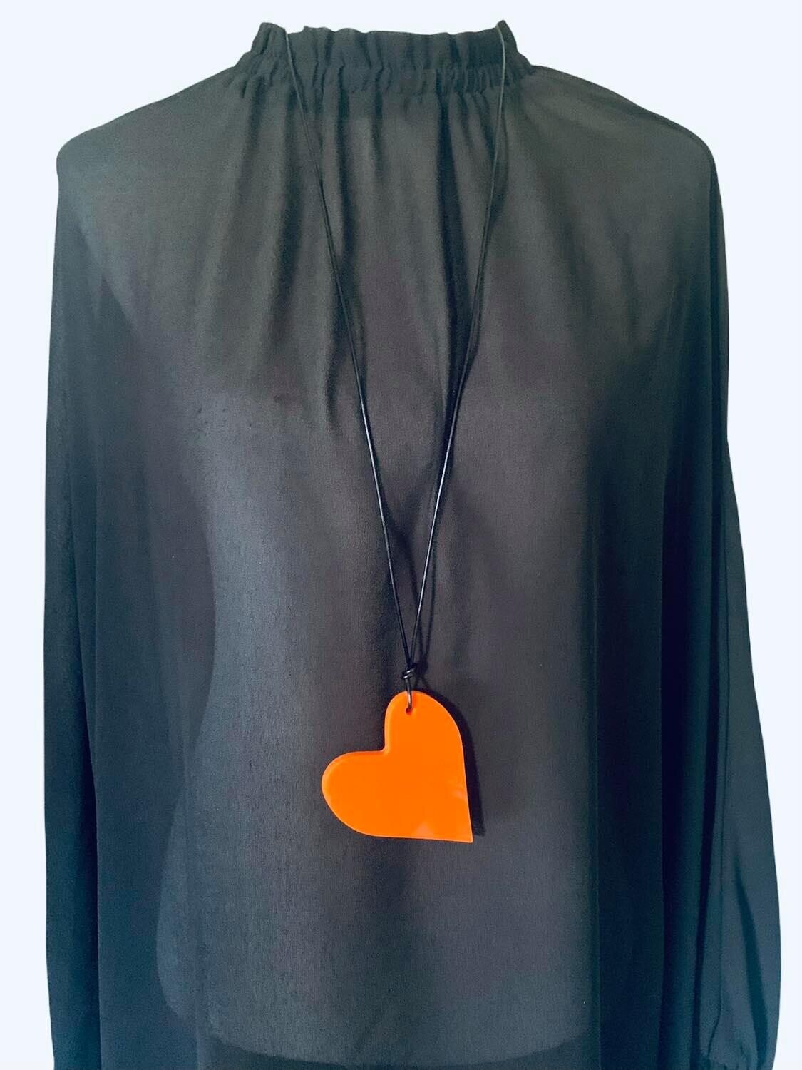 Solid Orange Heart Necklace