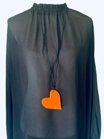 Solid Orange Heart Necklace