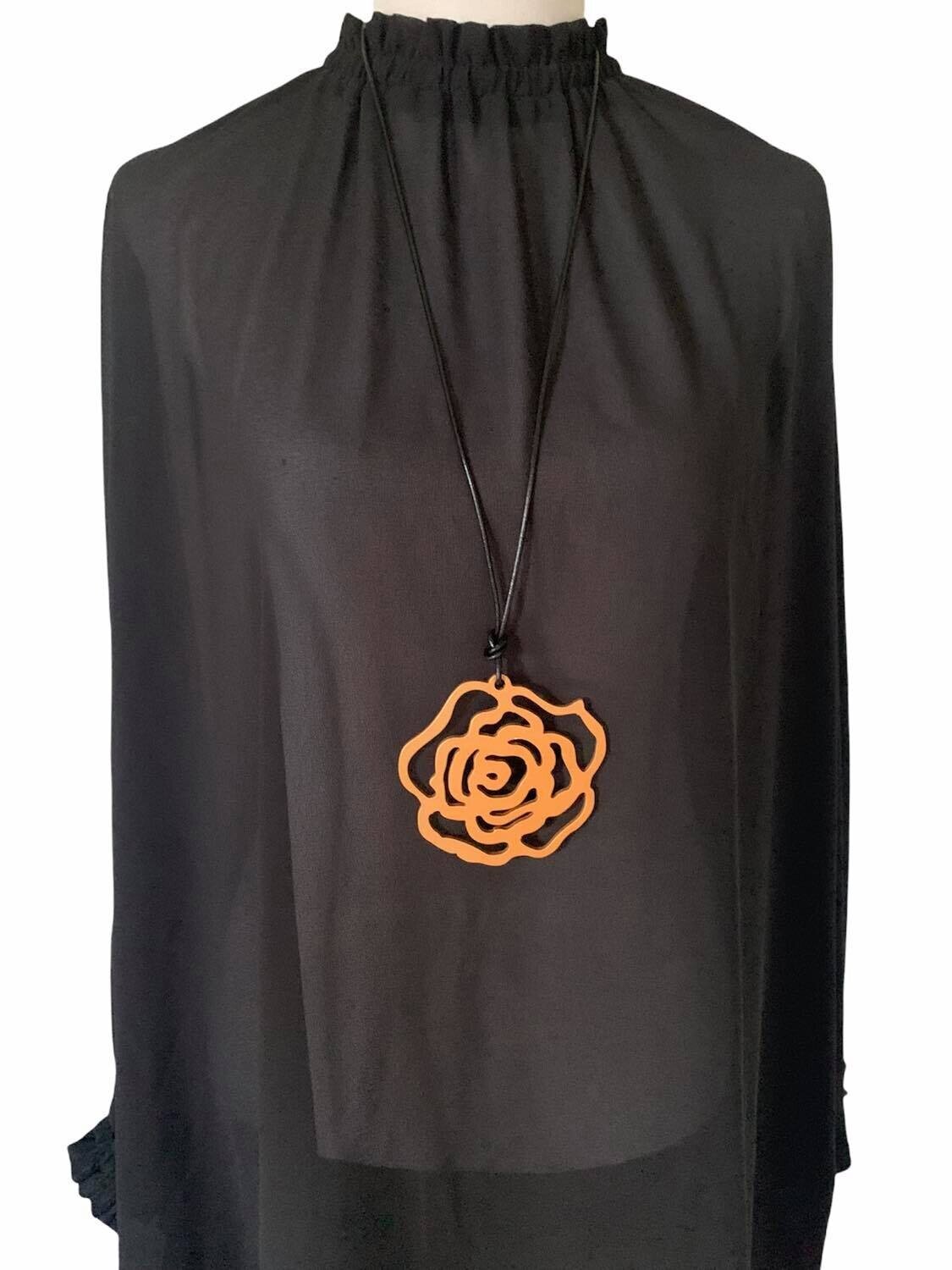 Large Rose Gold Rose Necklace