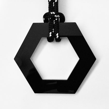 Large Black & White Open Hexagon Necklace