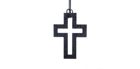 Large Black Etched Cross Necklace