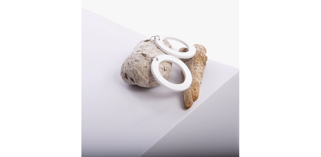 White Open Circle Earrings