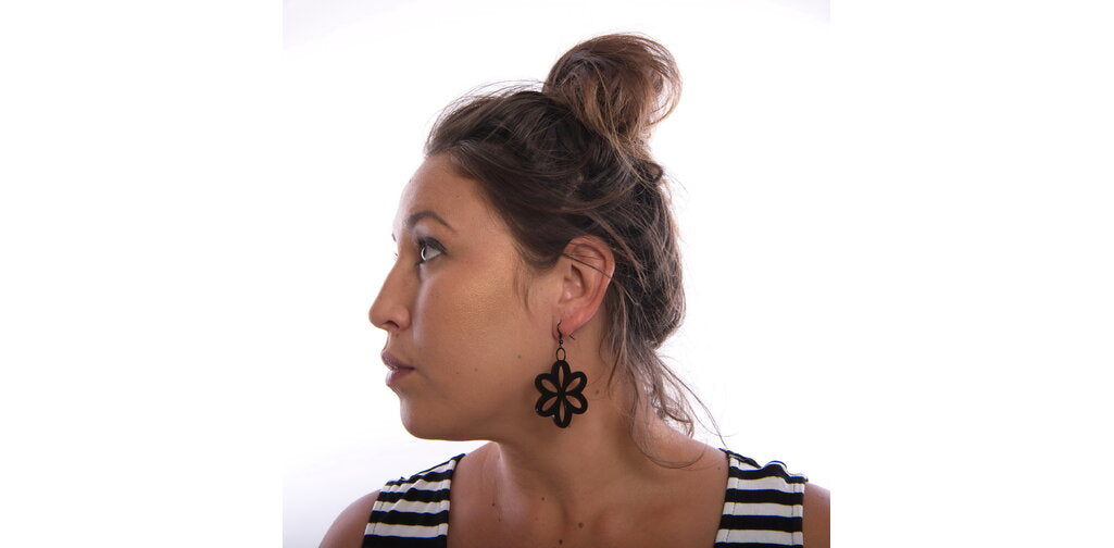 Black Daisy Earrings