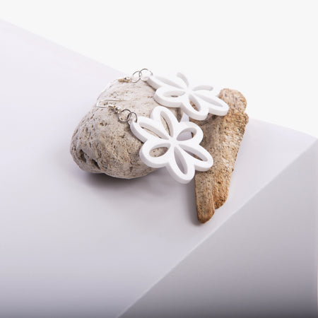 White Daisy Earrings