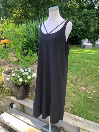 Layering Singlet - Black, Navy, White and Black and White Stripe long length with Band Detail at the Neckline Essential Basics by Cashews 8-24