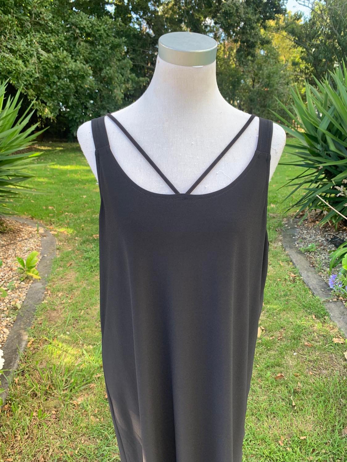 Layering Singlet - Black, Navy, White and Black and White Stripe long length with Band Detail at the Neckline Essential Basics by Cashews 8-24