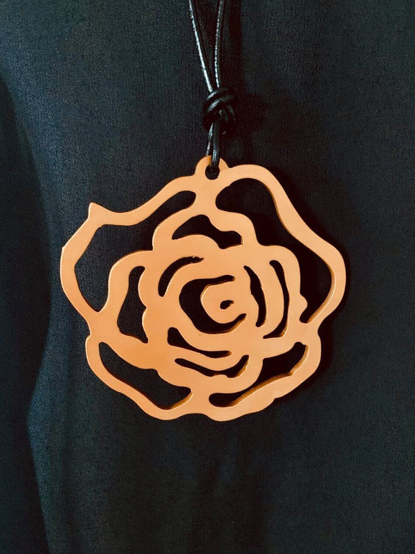 Large Rose Gold Rose Necklace