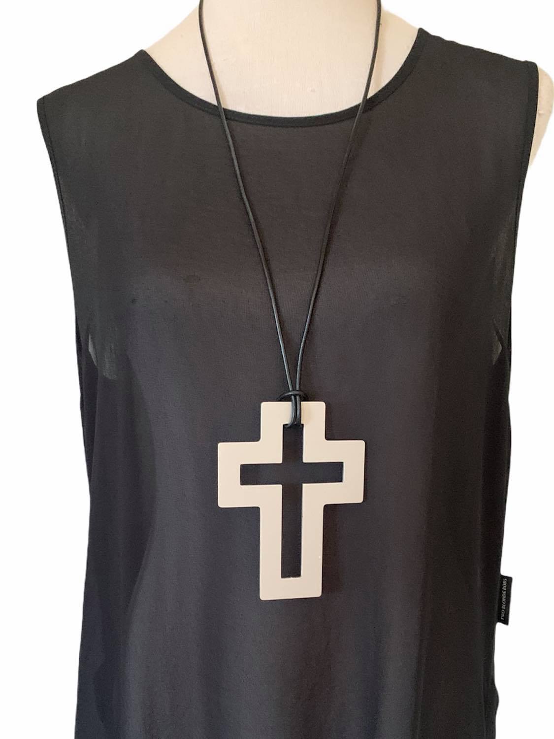 Large Silver Cross Necklace