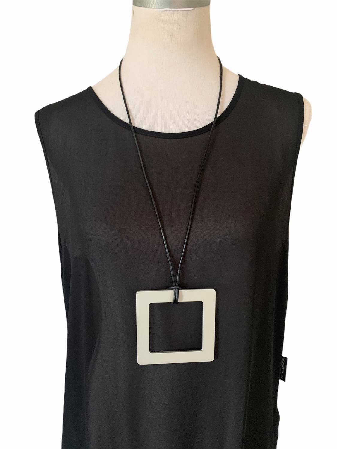 Large Silver Square Necklace