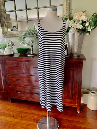 Layering Singlet - Black and Black and White Stripe long length, Essential Basics by Cashews 10-26