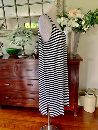 Layering Singlet - Black and Black and White Stripe long length, Essential Basics by Cashews 10-26
