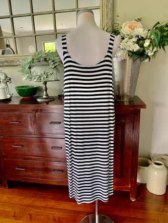 Layering Singlet - Black and Black and White Stripe long length, Essential Basics by Cashews 10-26