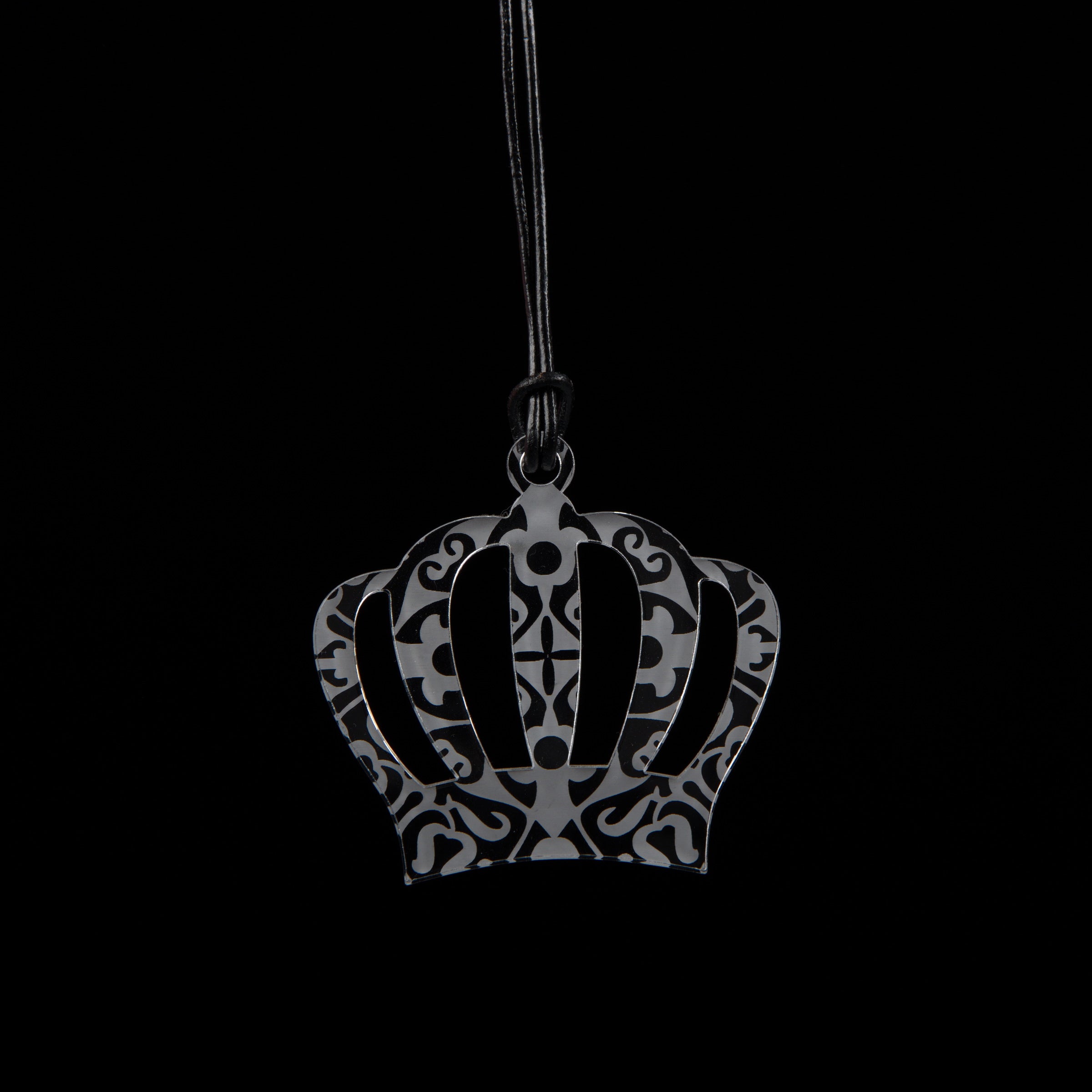 Large Clear Etched Crown Necklace