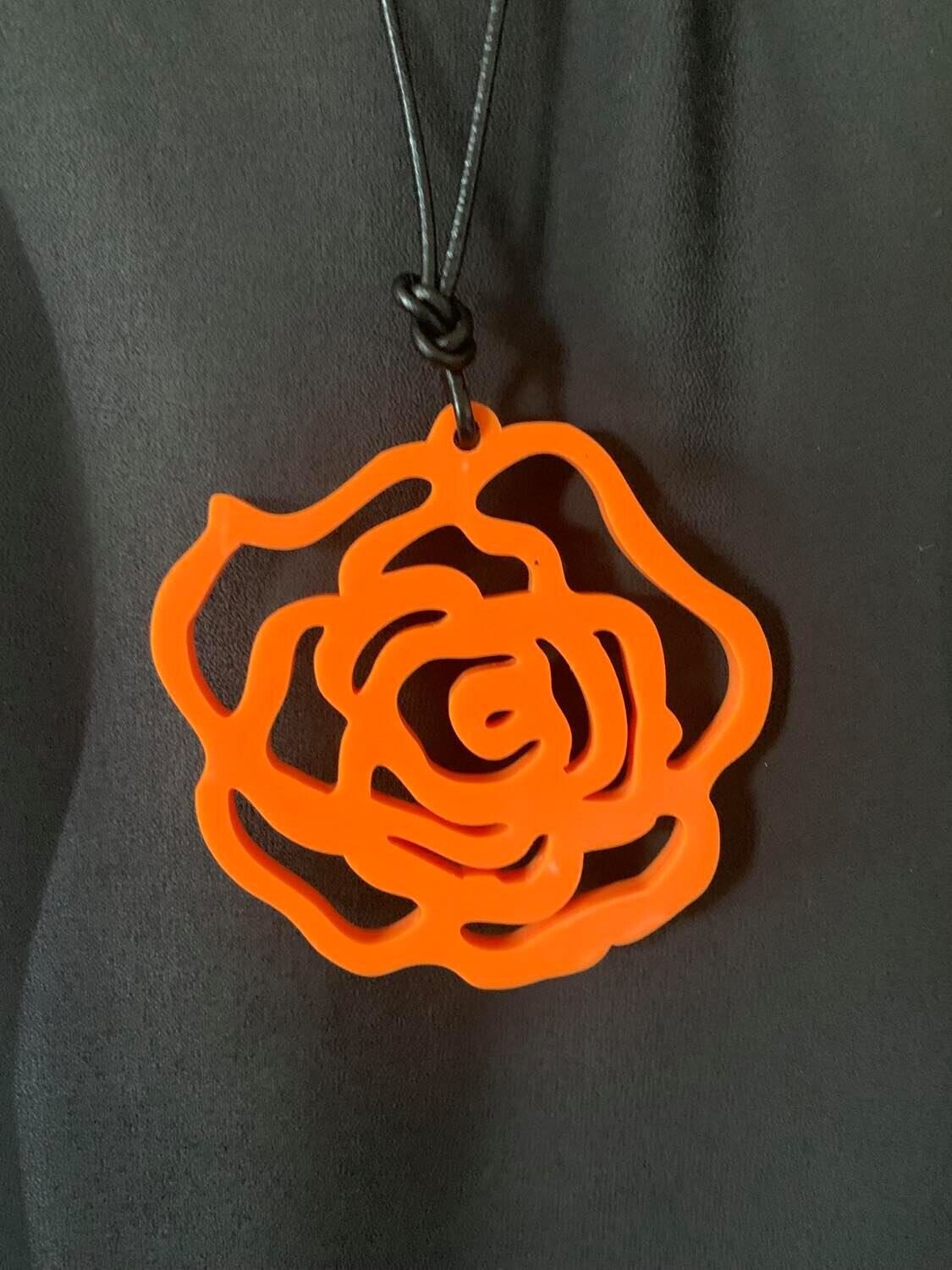 Large Orange Rose Necklace