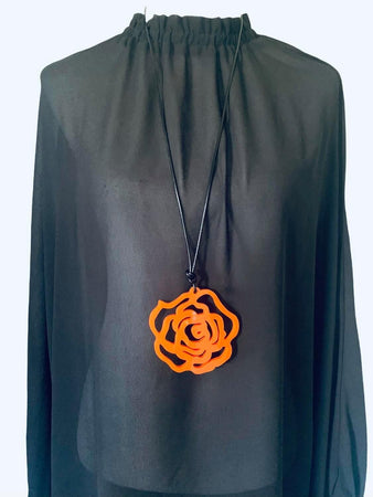 Large Orange Rose Necklace
