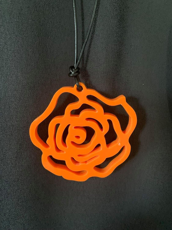 Small Orange Rose Necklace