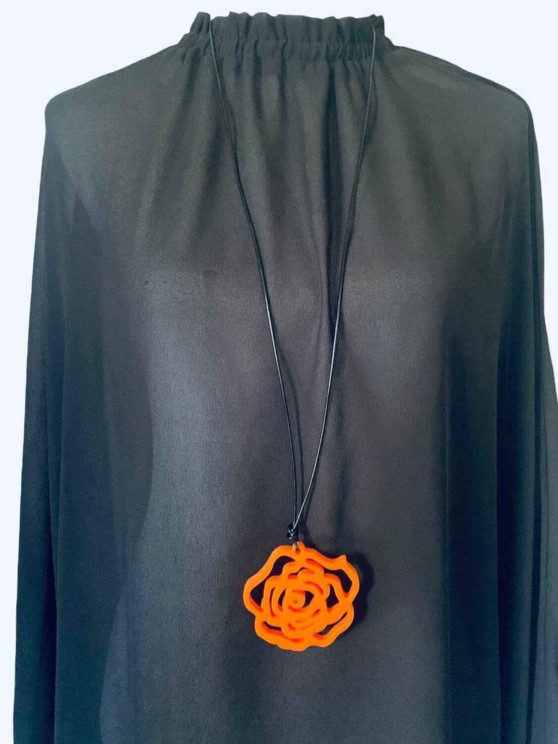 Small Orange Rose Necklace