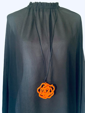 Small Orange Rose Necklace