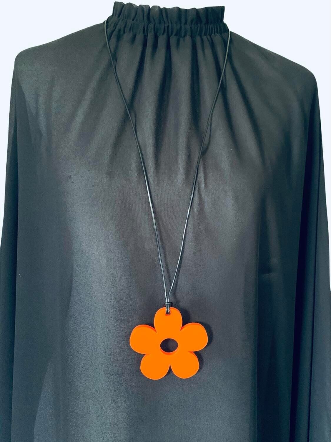 Small Orange Solid Daisy Necklace