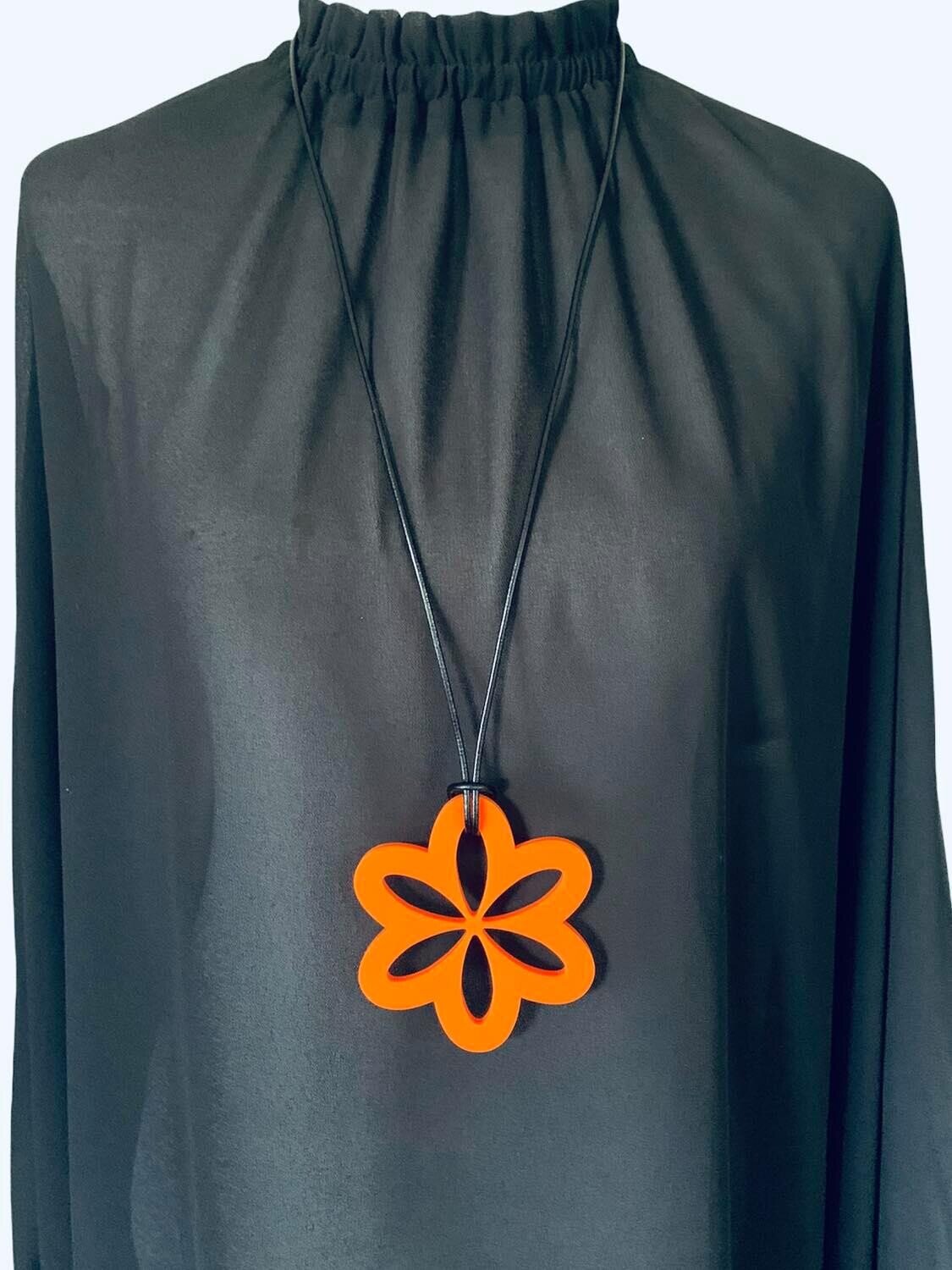 Large Orange Daisy Necklace
