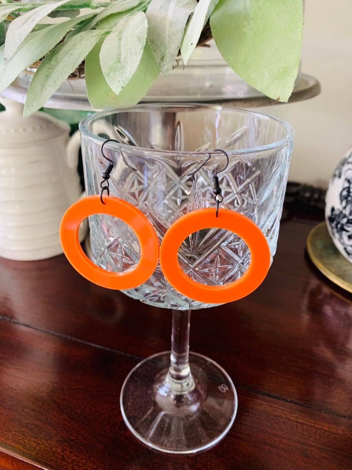 Orange Open Circle Earrings