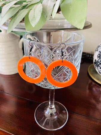Orange Open Circle Earrings