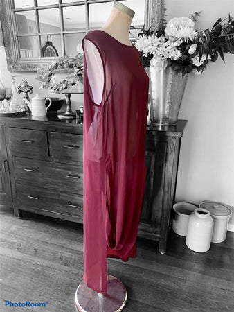 Scooped Button Tabard - Cassis (Red Wine) M/L - XL/XXL