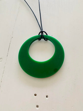 Large Green Retro Circle Necklace
