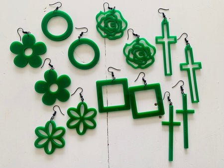 Green Daisy Earrings