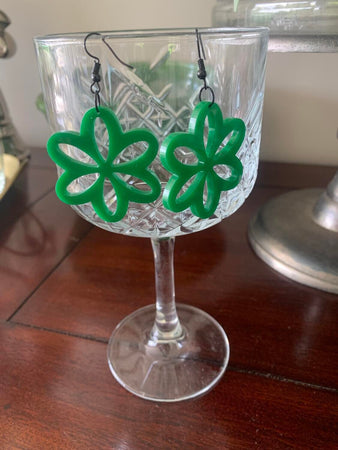 Green Daisy Earrings