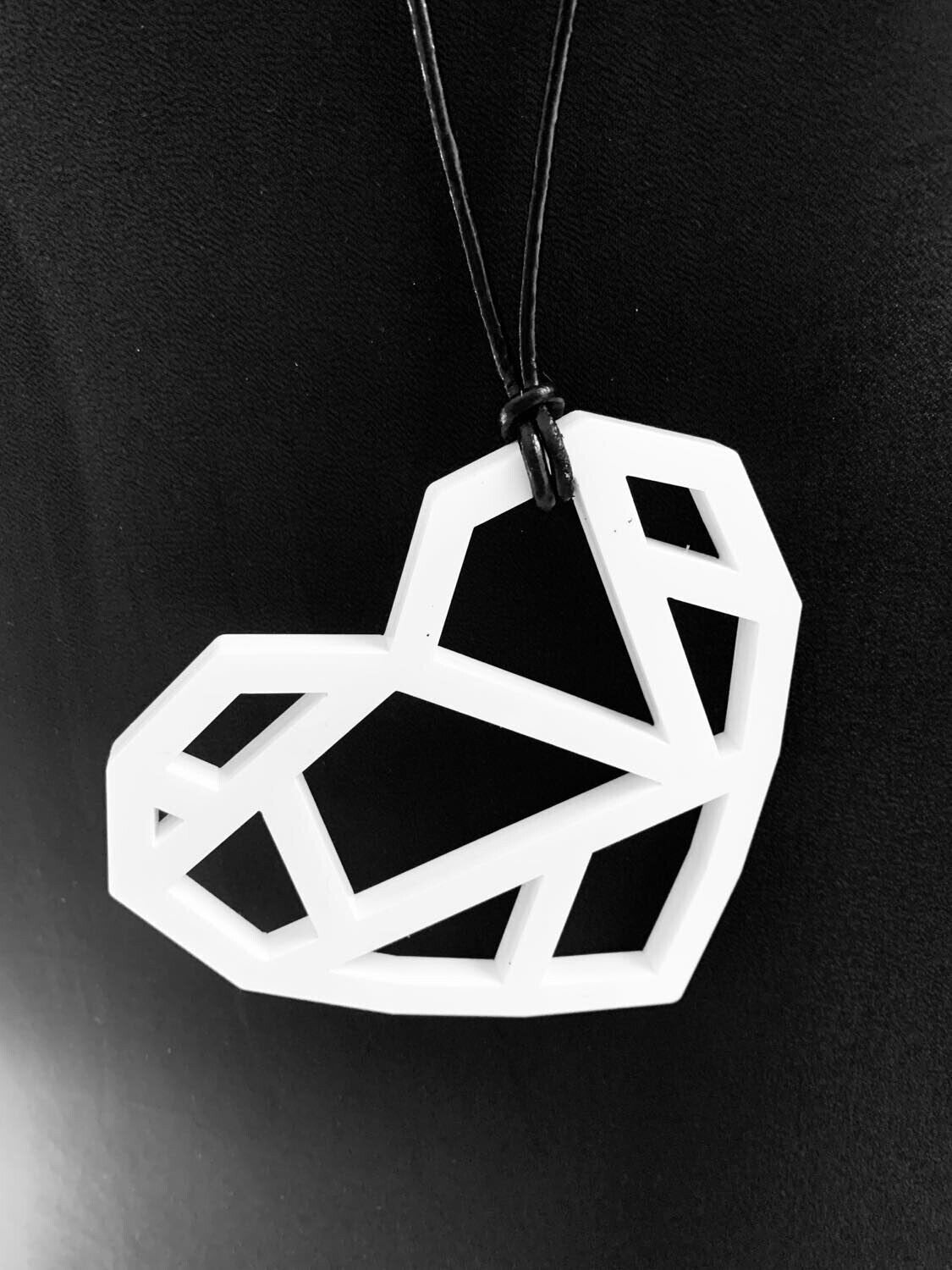 Large White Geometric Heart Necklace