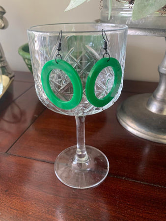 Green Open Circle Earrings