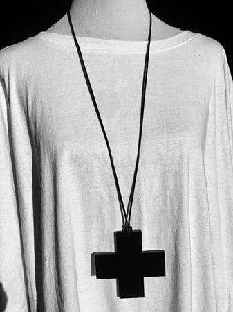 Large Black Solid Plus Necklace