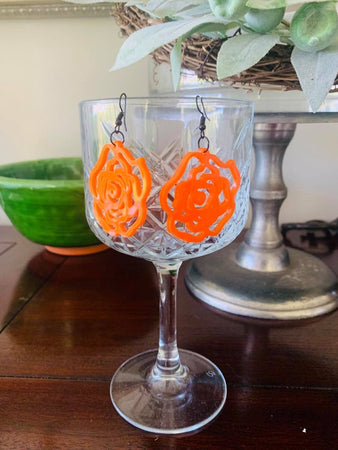 Orange Rose Earrings