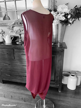 Scooped Button Tabard - Cassis (Red Wine) M/L - XL/XXL