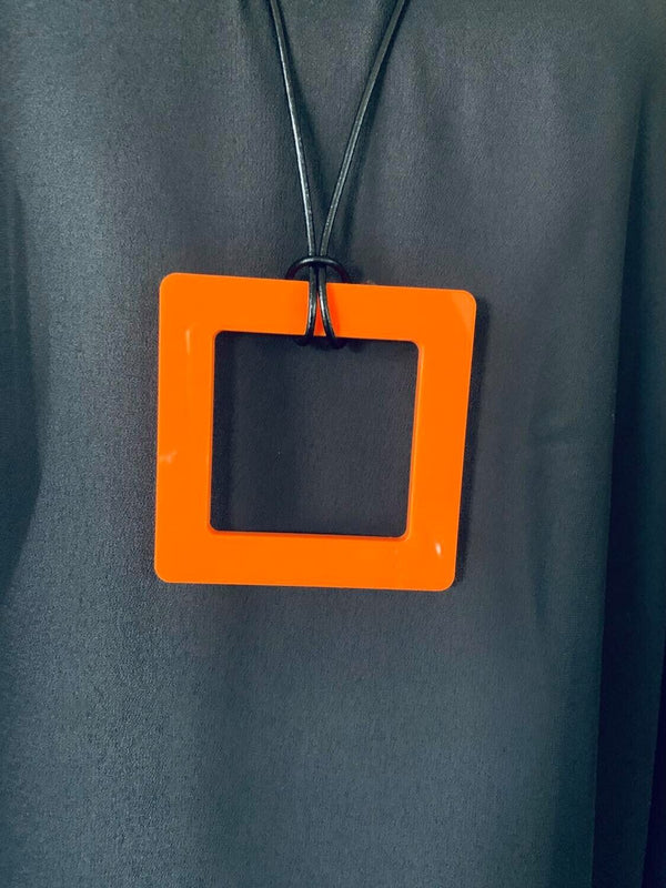 Large Orange Square Necklace
