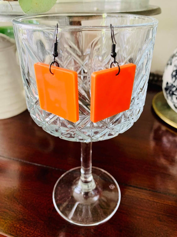 Solid Orange Square Earrings