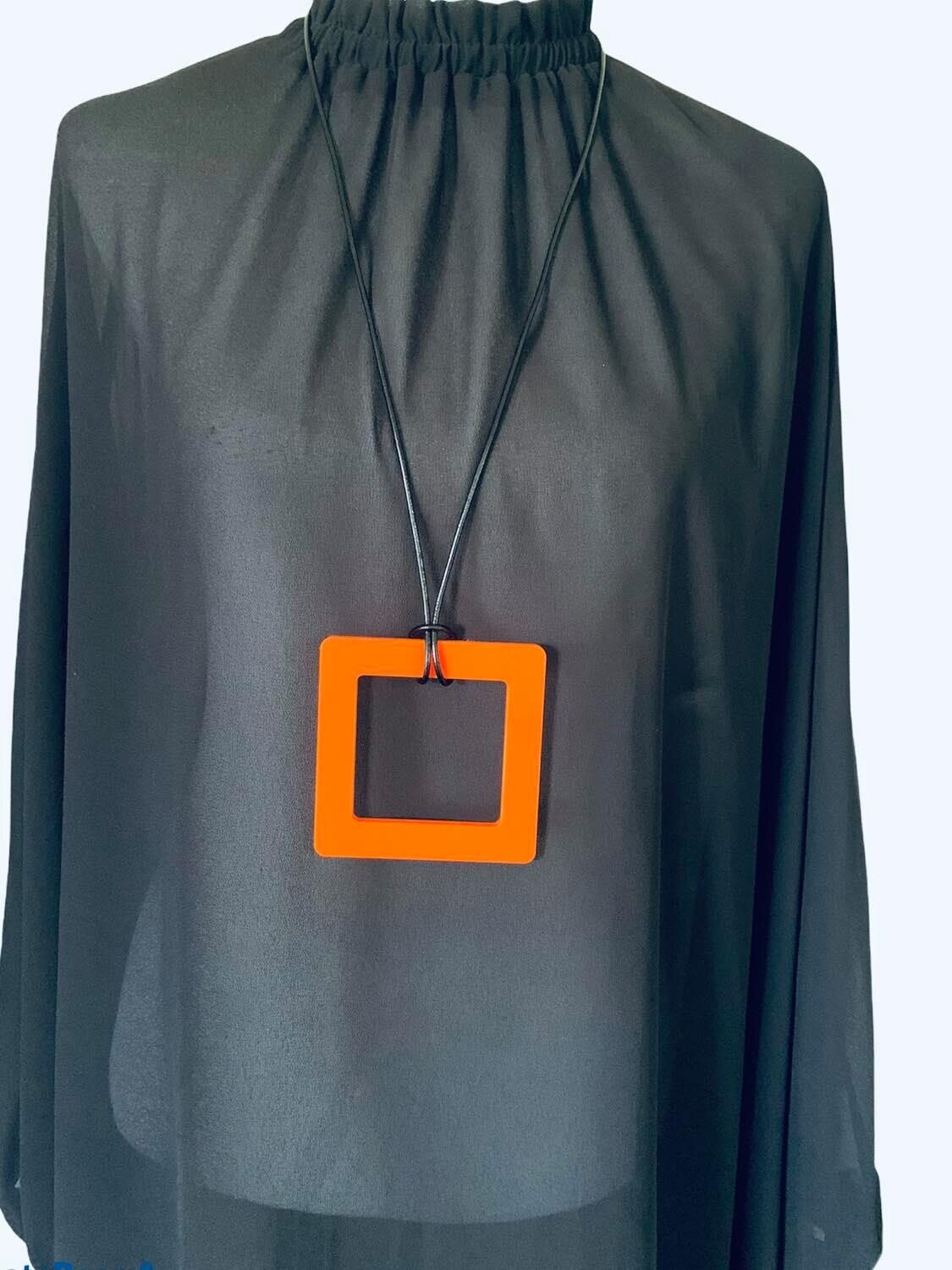 Large Orange Square Necklace