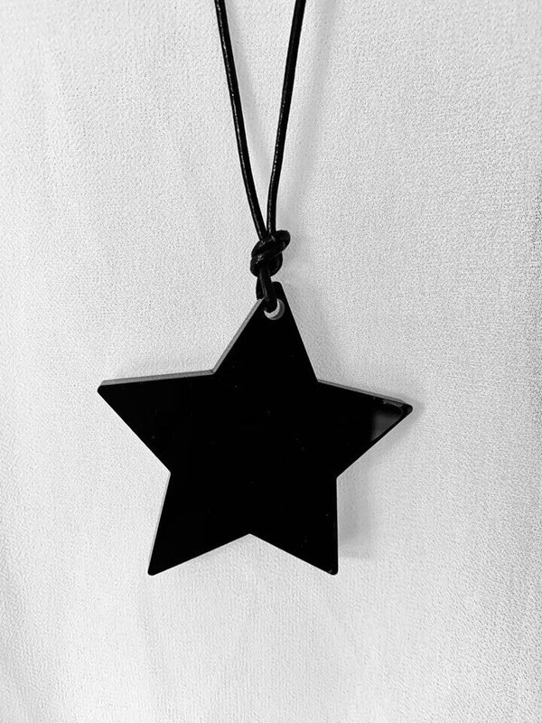 Small Black Solid Star Necklace