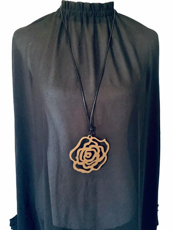 Large Bronze Rose Necklace