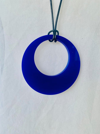 Large Cobalt Blue Retro Circle Necklace (NEW)